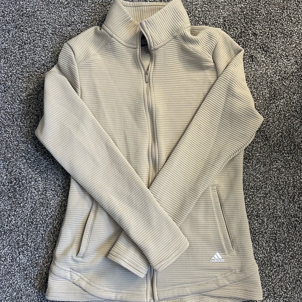 Adidas Tan Ribbed Golf Jacket